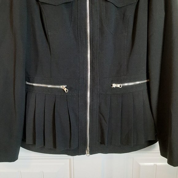 Joseph Ribkoff Black Pleated Full Zip Long Sleeve Jacket - Picture 3 of 12